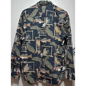 Megellan Men's Bass Fishing Long Sleeve Button Up Shirt Size L